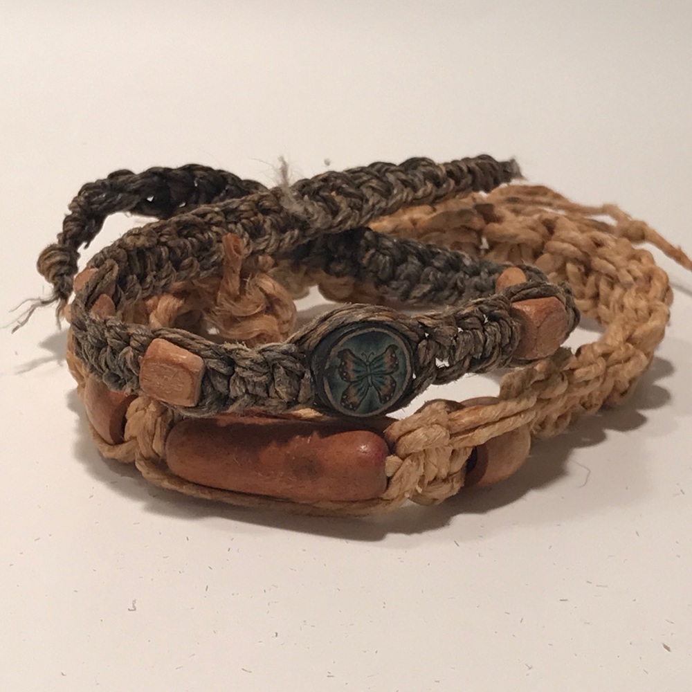 Vintage 90s Handmade macrame Unisex hemp bracelets